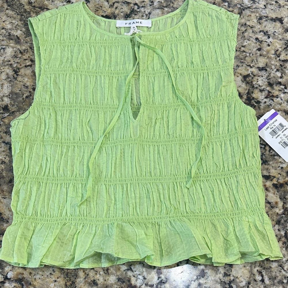 Frame Denim Lime Green Sleeveless Blouse